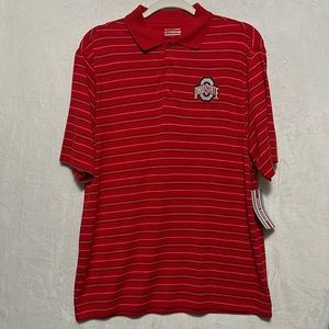 New Ohio State Buckeyes Men’s Striped Polo Shirt Size Medium